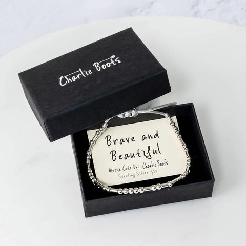Sterling Silver Morse 'Brave And Beautiful' Bracelet