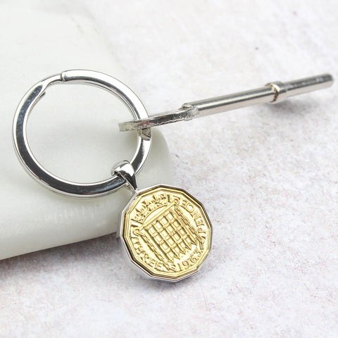1955 70th Birthday Personalised Threepence Keyring