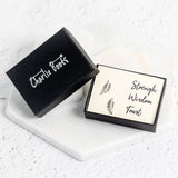 Sterling Silver And Cubic Zirconia Feather Earrings