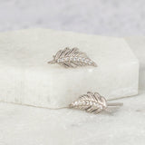 Sterling Silver And Cubic Zirconia Feather Earrings