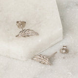 Sterling Silver And Cubic Zirconia Feather Earrings