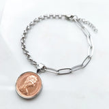 Personalised 1975 50th Birthday Halfpenny Bracelet