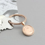 Rose Gold or Silver 1975 50th Birthday Half Pence Keyring