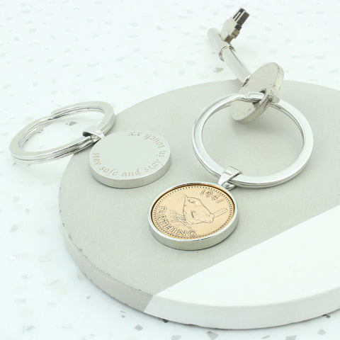 1945 80th Birthday Personalised Farthing Keyring