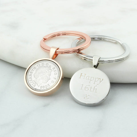 Personalised 16th Birthday Five Pence 5p Keyring