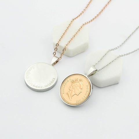 Personalised 30th 1995  Birthday One Pence Necklace