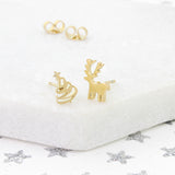 Reindeer And Christmas Tree Earrings