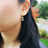 Gold And Crystal Initial Hoop Earrings