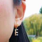 Gold And Crystal Initial Hoop Earrings