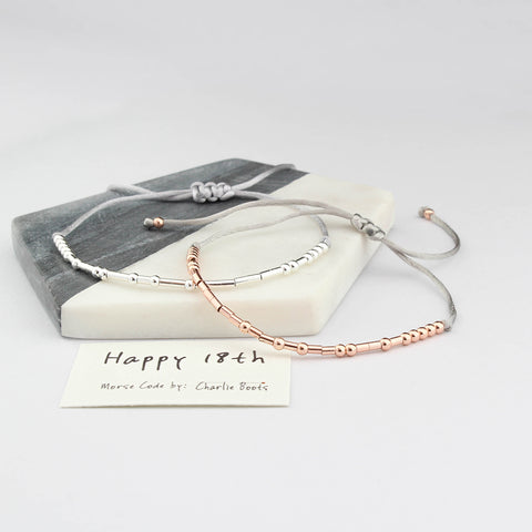 'Happy 18th' Birthday Morse Code Bracelet