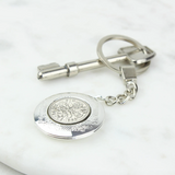1928 to 1967 Lucky Sixpence Vintage Locket Keyring