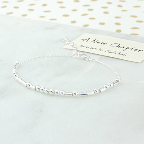 A New Chapter Sterling Silver Morse Code Chain Bracelet
