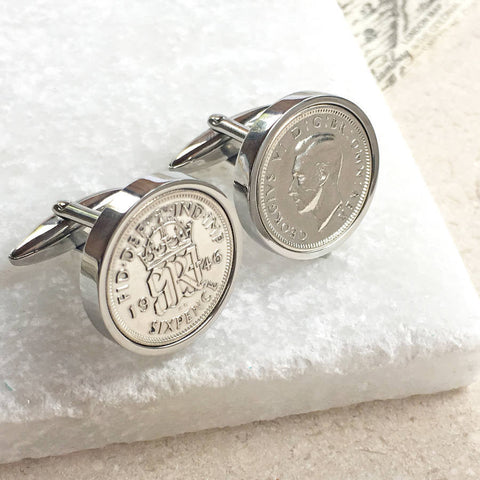 1965 (60th) Birthday Sixpence Coin Cufflinks
