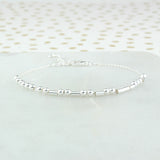 Sister Love Sterling Silver Morse Code Chain Bracelet