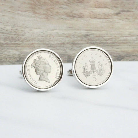 16th Birthday Five Pence Cufflinks