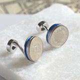 18th / 21st Blue Rim Five Pence Cufflinks