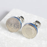 18th / 21st Blue Rim Five Pence Cufflinks