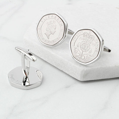Personalised 21st Birthday Twenty Pence Coin Cufflinks