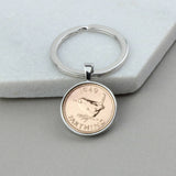1955 70th Birthday Polished Farthing Keyring