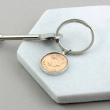 1955 70th Birthday Polished Farthing Keyring