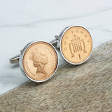 Personalised 30th Birthday 1995 1p One Pence Cufflinks