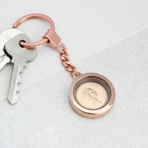 30th Birthday Rose Gold Penny Locket Keyring