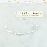 Sister Love Sterling Silver Morse Code Chain Bracelet