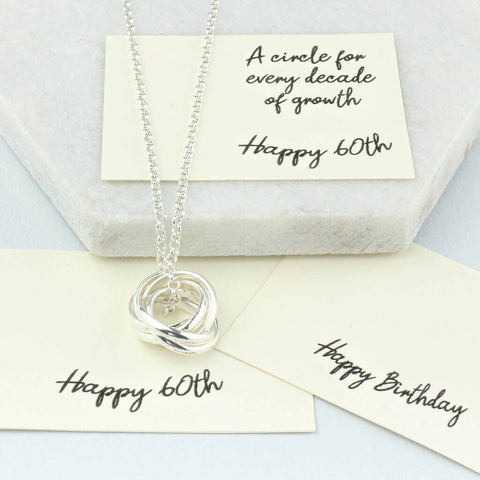 60th Birthday Sterling Silver Ring Necklace