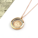 70th/ 80th Birthday Rose Gold Farthing Locket Necklace