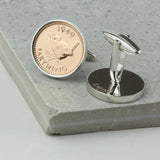 Personalised 70th Or 80th Birthday Farthing Cufflinks