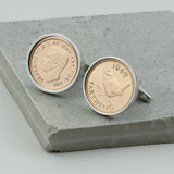 Personalised 70th Or 80th Birthday Farthing Cufflinks