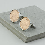 Personalised 70th Or 80th Birthday Farthing Cufflinks