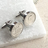 Personalised Sixpence 1928 To 1967 Cufflinks