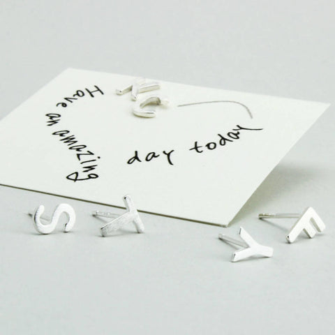 Silver Letter Initial Earrings