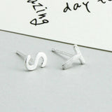 Silver Letter Initial Earrings