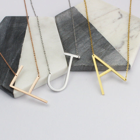Initial Necklace In Silver, Gold Or Rose Gold
