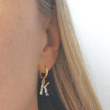 Gold And Crystal Initial Hoop Earrings