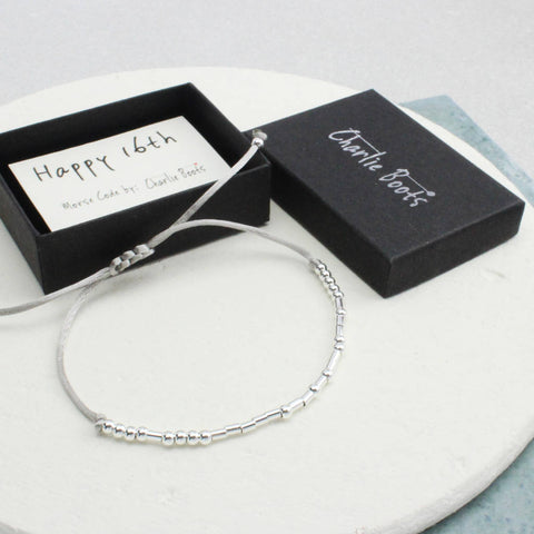 Sterling Silver 16th Birthday Morse Code Bracelet