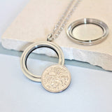 Dates 1928 To 1967 Sixpence Glass Locket Necklace