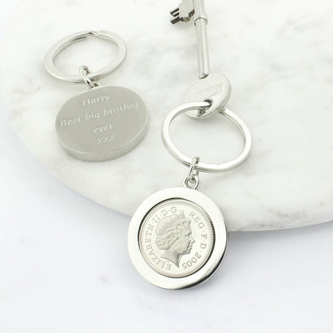 Personalised 16th Birthday Ten Pence Keyring