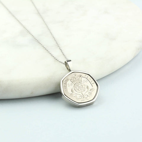 Personalised 18th / 21st Birthday Twenty Pence Necklace