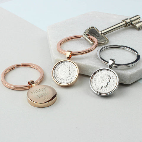 Personalised 18th / 21st Birthday Five Pence 5p Keyring