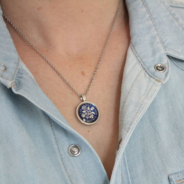 1958 Sixpence - Enamelled Coin selling Necklace