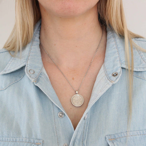 Personalised 1965 60th Birthday Sixpence Necklace