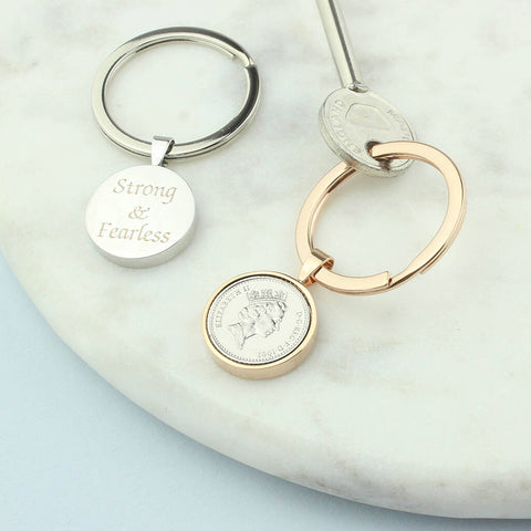 Personalised 30th Birthday Five Pence Keyring