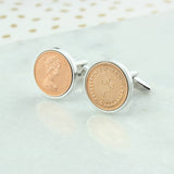 Personalised 50th Birthday 1975 Halfpence Cufflinks