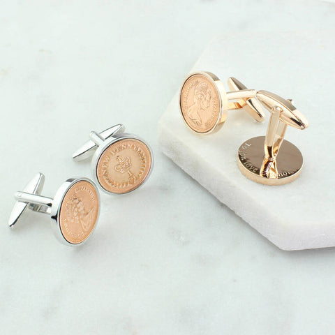 Personalised 50th Birthday 1975 Halfpence Cufflinks