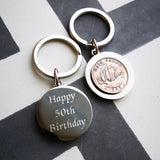 Personalised 70th Birthday 1955 Half Penny Keyring