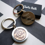 Personalised 70th Birthday 1955 Half Penny Keyring