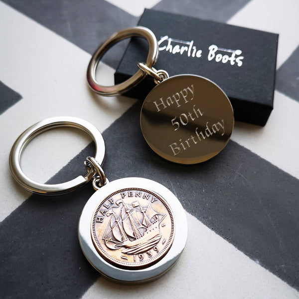 Personalised clearance penny keyring